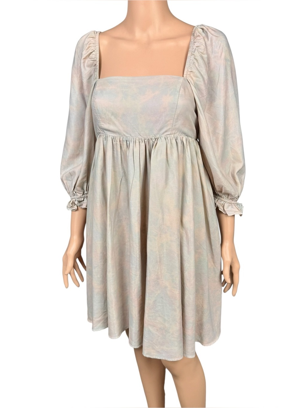 Storia‎ Pastel Watercolor Puff Sleeve Babydoll Mini Dress Small - Picture 4 of 7